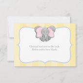 Carte numérotée de table pour fête éléphant bébé m (Dos)