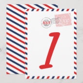 Carte numérotée de table rouge Collection du servi (Devant / Derrière)