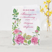 Carte Nun 1er anniversaire de la profession religieuse r (Fleur jaune)