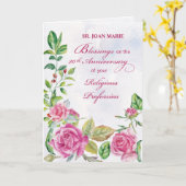 Carte Nun 20e anniversaire de la profession religieuse r (Fleur jaune)