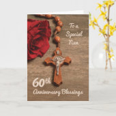 Carte Nun 60e anniversaire Rose rouge et Rosaire (Fleur jaune)