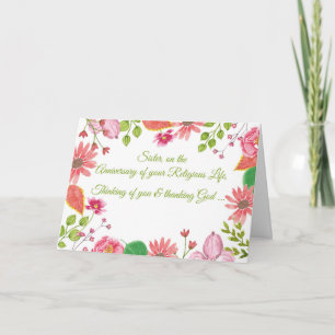 Carte Nun, Anniversaire de la vie religieuse, Aquarelle-