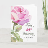 Carte Nun Custom Name 65th Anniversary Pink Rose (Devant)