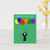 Carte Nun Joyeux Anniversaire Blanc (Fleur jaune)