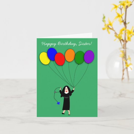 Carte Nun Joyeux Anniversaire Blanc (Fleur jaune)