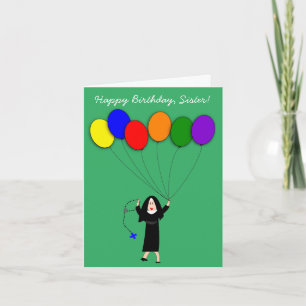 Carte Nun Joyeux Anniversaire Blanc