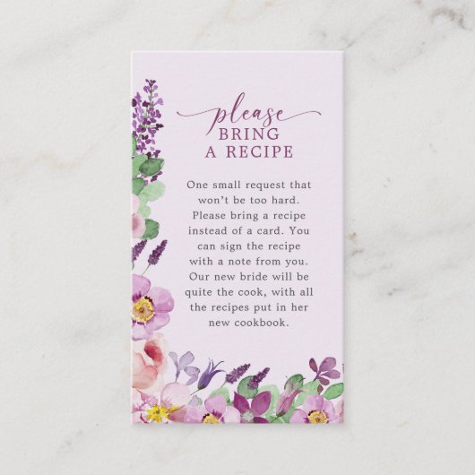 Carte nuptiale de la recette de lavande (Devant)