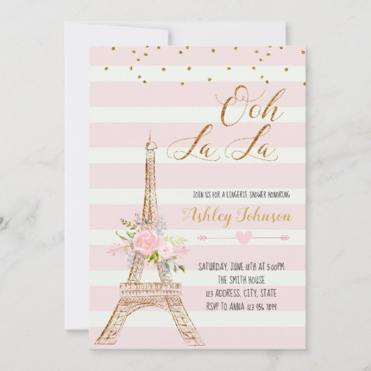 Carte nuptiale d'invitation de douche de Paris (Devant)