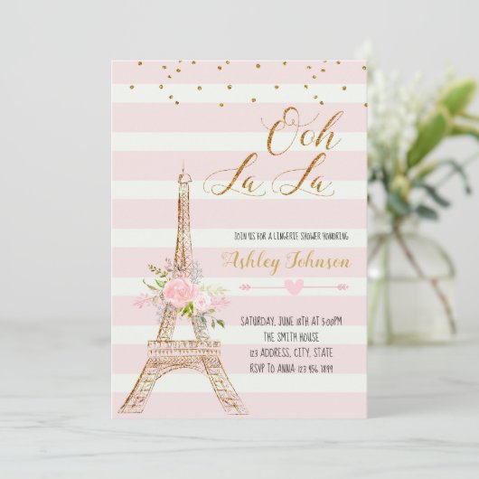 Carte nuptiale d'invitation de douche de Paris (Debout devant)