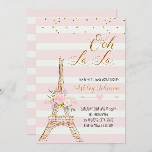 Carte nuptiale d'invitation de douche de Paris (Devant / Derrière)