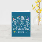 Carte Nurse Skeleton New Year Crew 2026 Funny Er Icu Par (Fleur jaune)