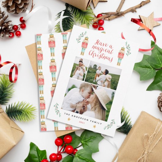 Carte Nutcracker aquarelle botanique 3 photo Noël