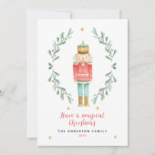 Carte Nutcracker aquarelle botanique joli Noël (Devant)