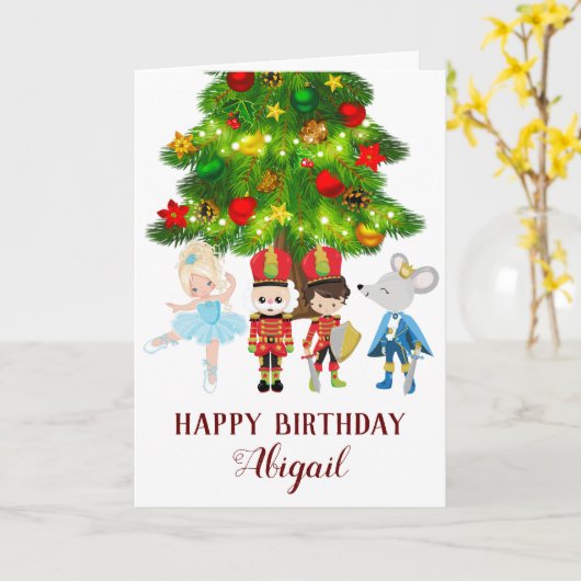 Carte Nutcracker, Clara, Soldier Anniversaire (Fleur jaune)