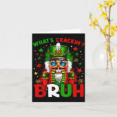 Carte Nutcracker What's Crackin Bruh Funny Christmas Men (Fleur jaune)