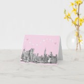 Carte NYC cœurs roses (Fleur jaune)