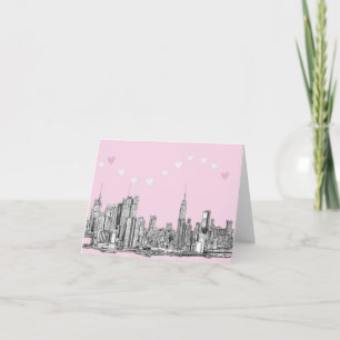 Carte NYC cœurs roses