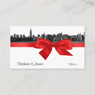 Carte NYC Large Skyline BW Red Place Etted Cartes