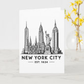 Carte NYC Skyline Illustration with Statue of Liberty (Fleur jaune)