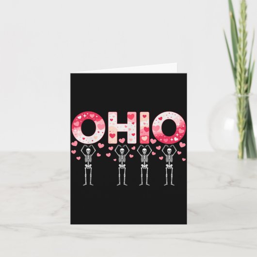 Carte O-h-i-o Funny Skeletons Ohio In Midwestern Valenti (Devant)