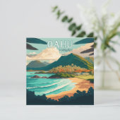 Carte Oahu Hawaii Beach Vintage Retro (Debout devant)
