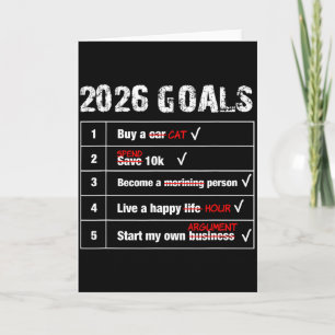 Carte Objectifs drôles 2026 Nouvel An Sarcastique
