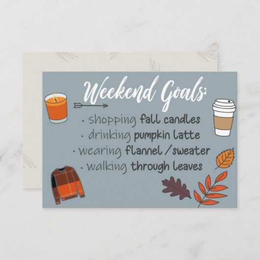Carte Objectifs du week-end d'automne (Devant / Derrière)