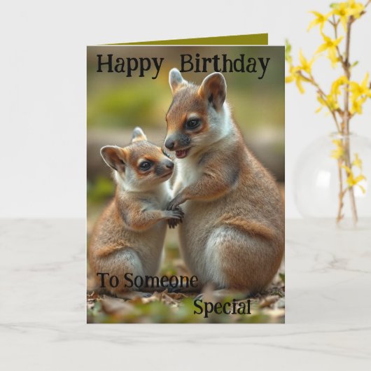 Carte Obligations Familiales : Mama And Baby Quokka, Car (Fleur jaune)