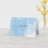Carte Obtenez bien Bientôt Aquarelle Bleu Design dégradé (Fleur jaune)