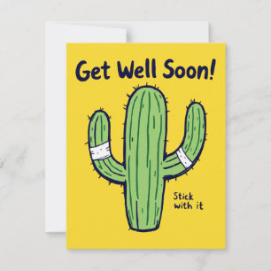 Carte Obtenez Bien Bientôt - Cactus Humour Recovery Card