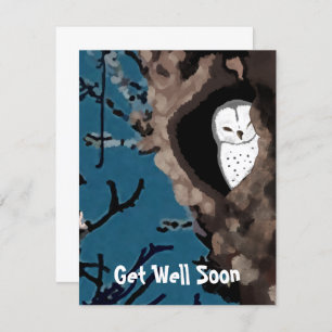 Carte Obtenez Bien Bientôt Cute Napping Owl Illustration