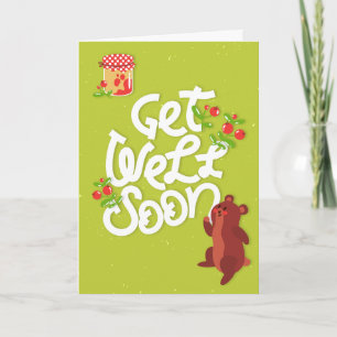 Carte Obtenez bien Bientôt mignon ours avec salutation d