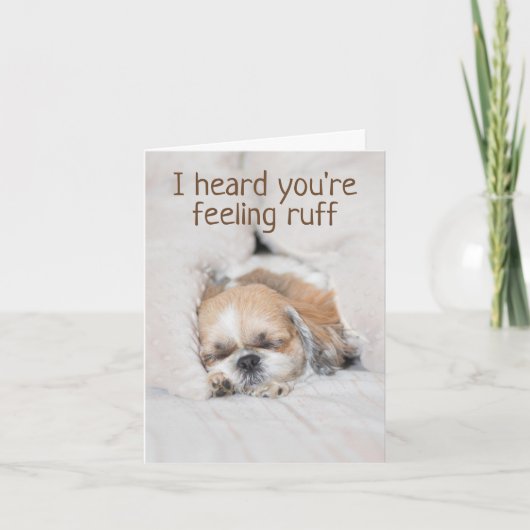 Carte Obtenez bien bientôt mignonne chiot chien shihtzu (Devant)