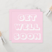 Carte Obtenez bien Bientôt, rose clair blanc moderne gra (Devant/Arrière en situation)