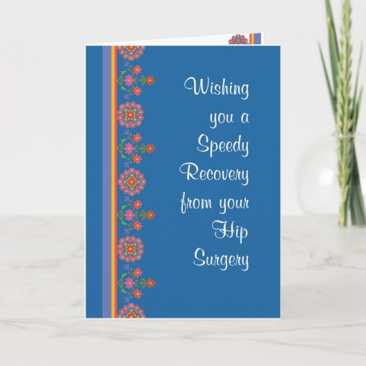 Carte Obtenez bien de Hip Surgery Rangoli Bordure Bleue (Devant)