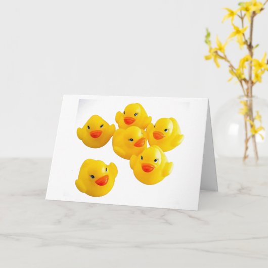 CARTE OBTENEZ LES DUCKIES EN CAOUTCHOUC PRÊTS-BÉBÉS (Fleur jaune)
