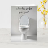 Carte Obtenir Anniversaire Humour blanc Toilette (Fleur jaune)