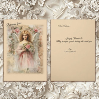 Carte Occasions Du Coeur Ange de Style Vintage