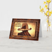 Carte Occidentale Cowgirl à thème Anniversaire (Fleur jaune)