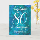 Carte Océan Abstrait Bleu Turquoise 80 et Extraordinaire (Fleur jaune)