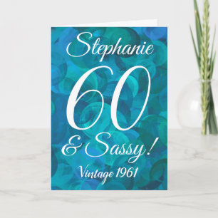 Carte Océan Abstrait Blue Turquoise 60 et Sassy Birthday