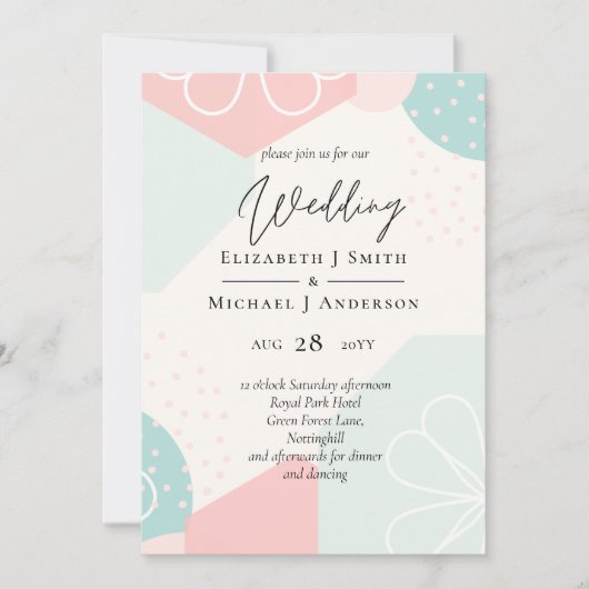Carte Océan Abstrait Mariage de corail Inviter BUDGET (Devant)