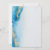 Carte Ocean Blue Gold Parties scintillant Agate Mariage  (Dos)