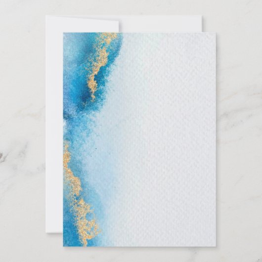 Carte Ocean Blue Gold Parties scintillant Agate Mariage (Dos)