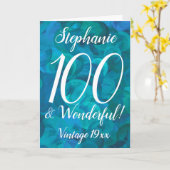 Carte Ocean Blue Turquoise 100 et merveilleux anniversai (Fleur jaune)