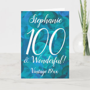 Carte Ocean Blue Turquoise 100 et merveilleux anniversai