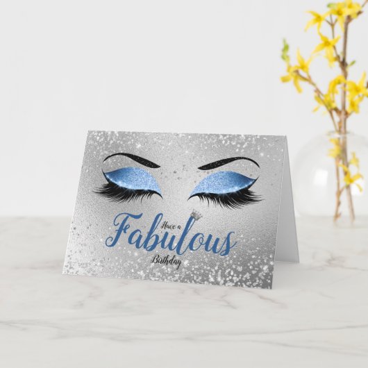 Carte Ocean Blush Blue Fabulous Parties scintillant Eyes (Fleur jaune)