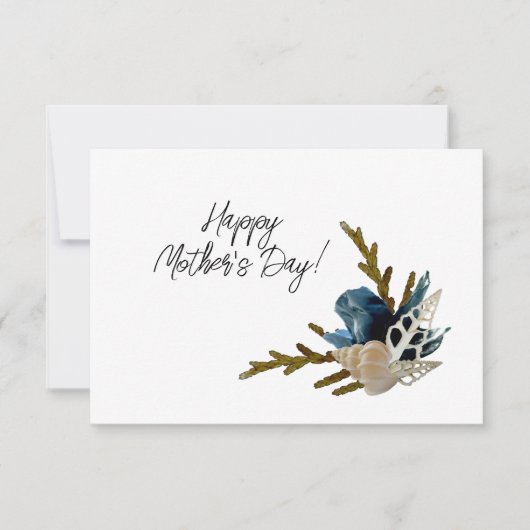 Carte Ocean Coastal Blue Iris & Seashell Fête des mères (Devant)