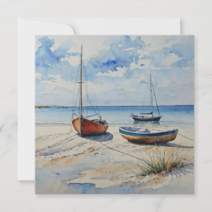 Carte "Ocean Retreat". Un Paysage Coloré De Bateau Seren