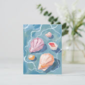 Carte Ocean Seashells Pastel Watercolor Coastal Card (Debout devant)